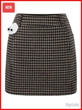 Plaid Mini Skort with Pockets High Waist Pencil Fit
